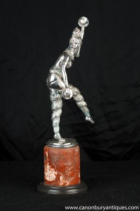 Bronze Art Deco Harlequin Dancer by Chiparus Figurine Statue